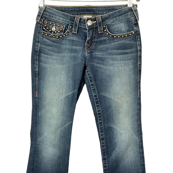 True Religion Women Billy Straight Boot Stud Flap Pocket Dark Wash Jeans 28 x 33 - Picture 4 of 15